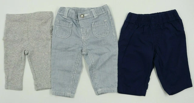 Carter's Baby Infant Boys 3 Piece Blue Gray Pants Bottoms Size 3 Months