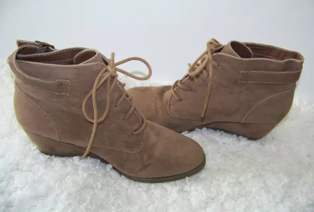 Madden Girl Women's Ankle Wedge Heel Boots *Dailey* Size 9.5M Brown Faux Suede