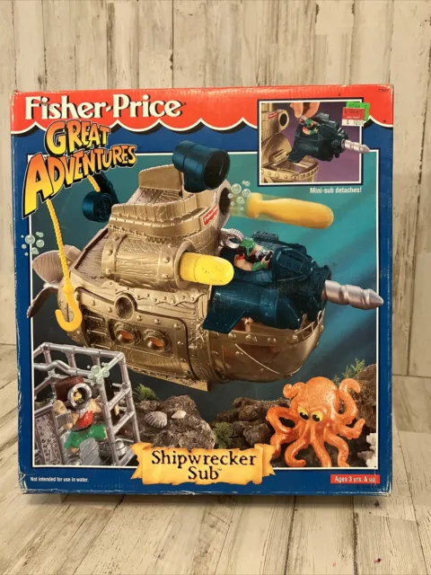 Rare 1997 Fisher Price Great Adventures Ship Wrecker Sub NIB
