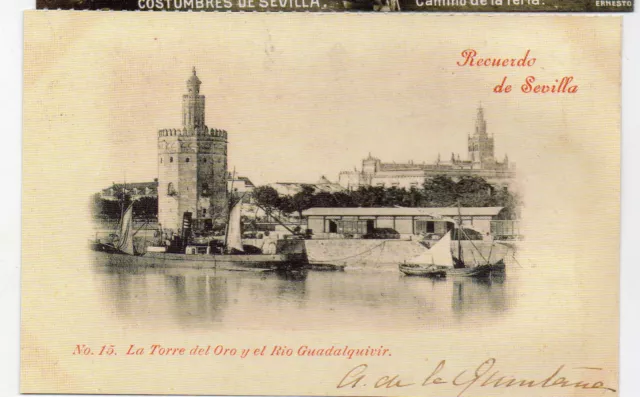 Tarjeta Postal Sevilla Torre del Oro y Rio Guadalquivir (CO-798)