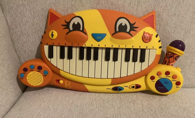 My B.Toys Meowsic Singing Orange Cat Piano Keyboard w/ Microphone TESTED