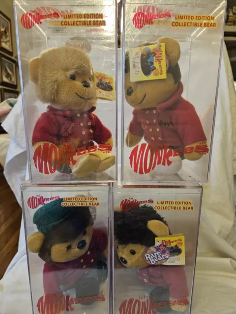 RARE Complete Set of Four THE MONKEES Collectible Bears by Rare Bears NOS