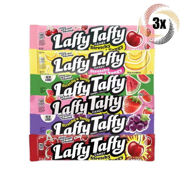 3X BARS Laffy Taffy Variety Flavor Candy Stretchy Tangy 1.5oz Mix