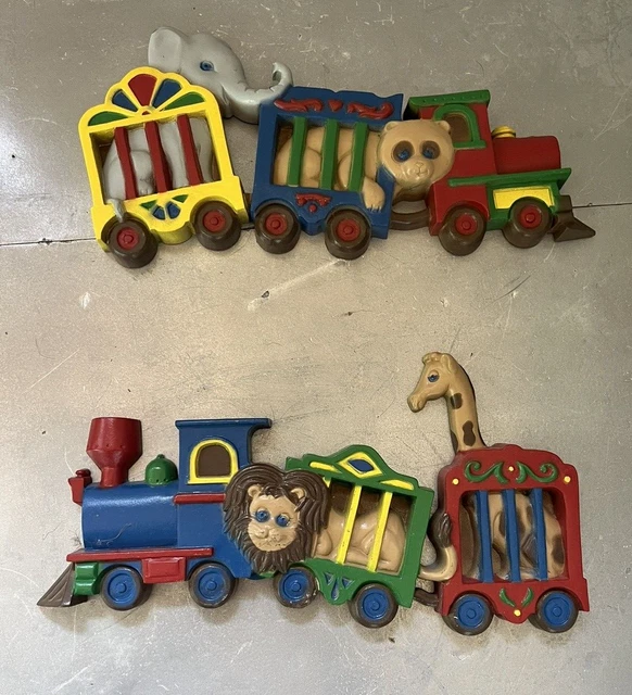 Circus Train Childrens Decor Burwood Products Nursery Set of 2 Wall Hanging