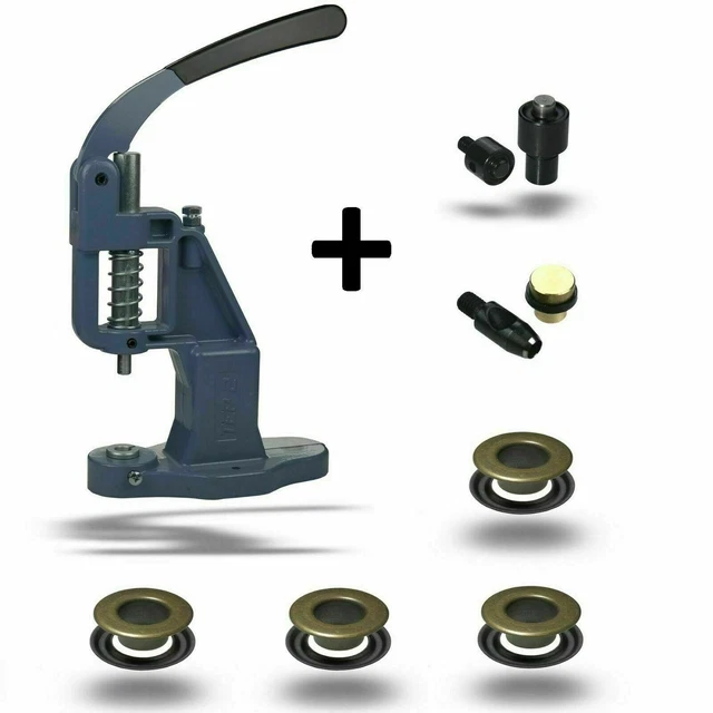 Set Ösenpresse mit 120 Stk. (T-3) Messing Ösen + Ösenwerkzeug und Lochpfeife
