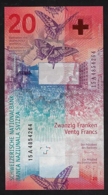 Switzerland  20  Francs 2015  Pik- 76  Prefix A Gem Unc