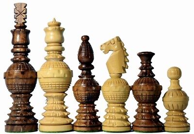 Large Luxury Handmade Wooden Chess Pieces Only Hand Carved Wood Chessmen 5” King