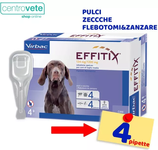 Virbac EFFITIX MEDIUM 10 - 20 kg  4 Pipette ⇢ Antiparassitario Spot on per CANI
