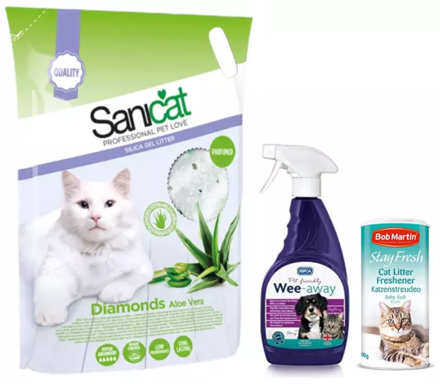 Sanicat Cat Litter Freshener Spray Wee-Away Combo Pet Friendly Soft Scent Odours