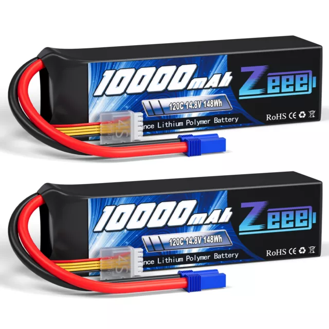 2x Zeee 4S Lipo Battery 10000mAh 14.8V 120C EC5 for Xmaxx RC Car Truck Tank Boat