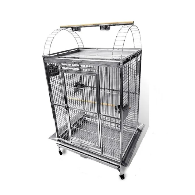 SUS201 Stainless Steel Parrot Cage 80x55x160cm Play Top Bird Cage Big Macaw Cage