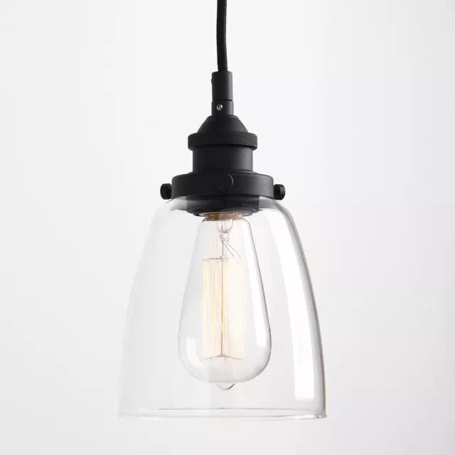 Vintage Industrial Bell Clear Glass Shade Hanging Pendant Light E27 Ceiling Lamp 2