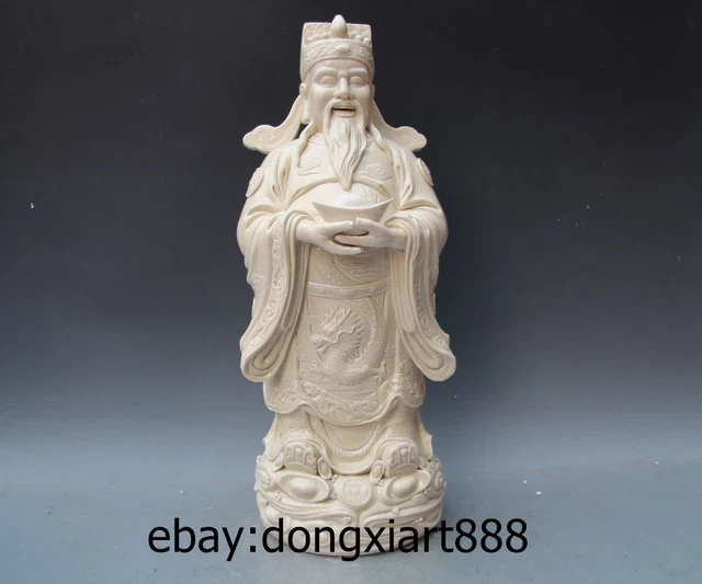 21"China Porcelain & Pottery God of Wealth Wealthy Dragon Mammon Fengshui Statue