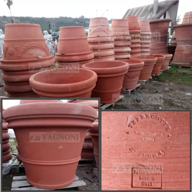 Vaso In Terracotta Toscana Liscio Originale Siena Timbrato Varie Misure Giardino