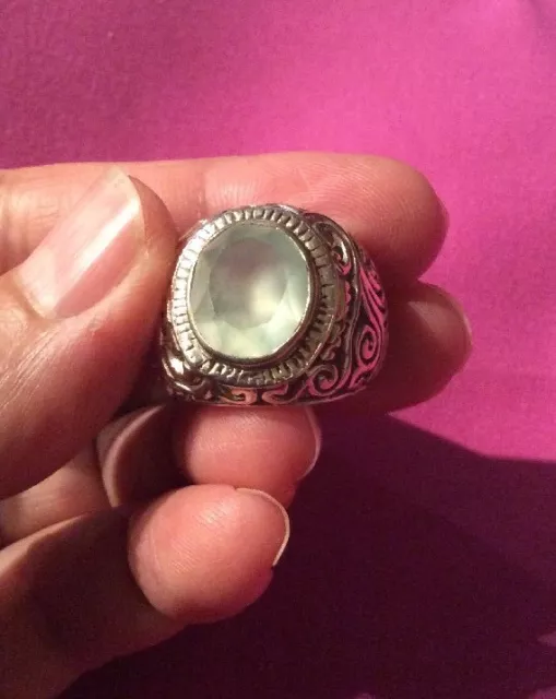 .925 Genuine Sterling Silver Ring Jewelry Unisex Size 7.5 With Lab Moonstone