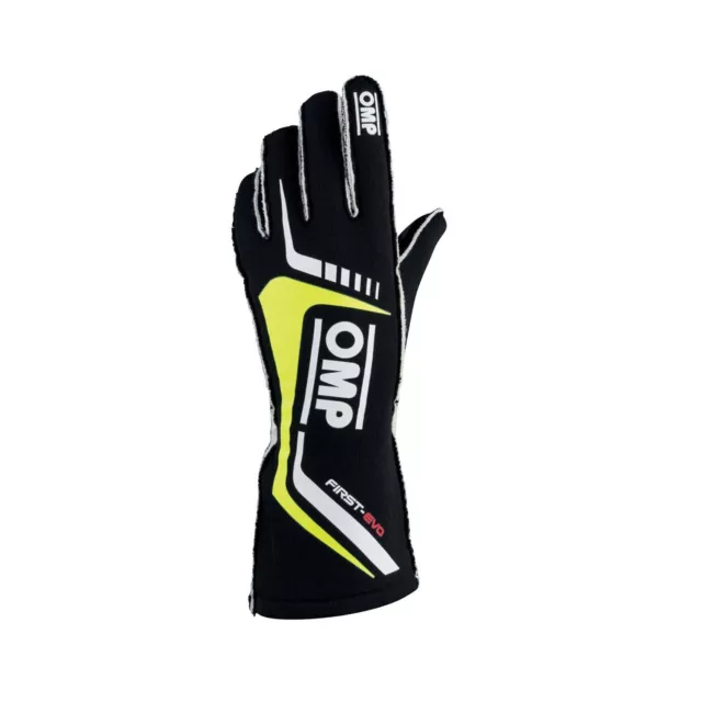 OMP Handschuh FIRST-EVO MY20 Schwarz/Gelb (FIA) Größe L