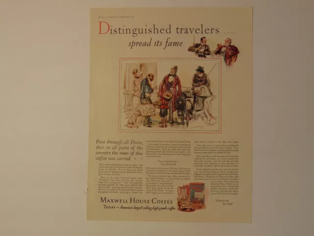 1927 MAXWELL HOUSE COFFEE Distinguished Travelers vintage art print ad