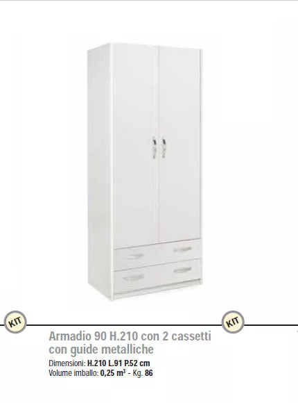 Armadio 153x217h cm con tre ante e due cassetti in legno bianco lucido e  grigio cemento - Adore