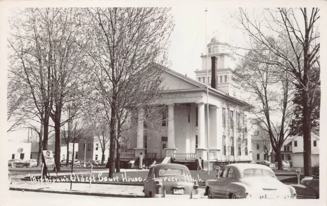 RPPC Lapeer MI Michigan County Courthouse Photo 1940s Vtg Postcard X10