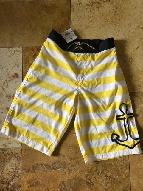 NWT Janie And Jack Boys Swim Trunks Size 10 Yellow White Blue Mesh Lined