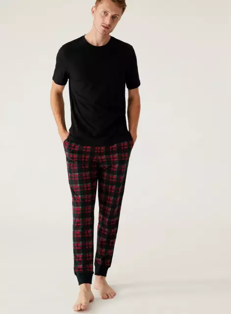 Brand New Ex Marks and spencer Mens Soft Checked Loungewear Bottoms Pyjama Pant