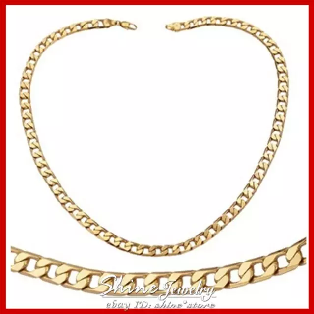 24K Gold Gf N34 70Cm Diamond Cut Cuban Curb Ring Chain Women Mens Solid Necklace 2