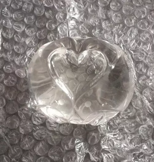 Vintage Steuben Crystal - Love Birds - Hand Cooler Paperweight, Signed Art Glass