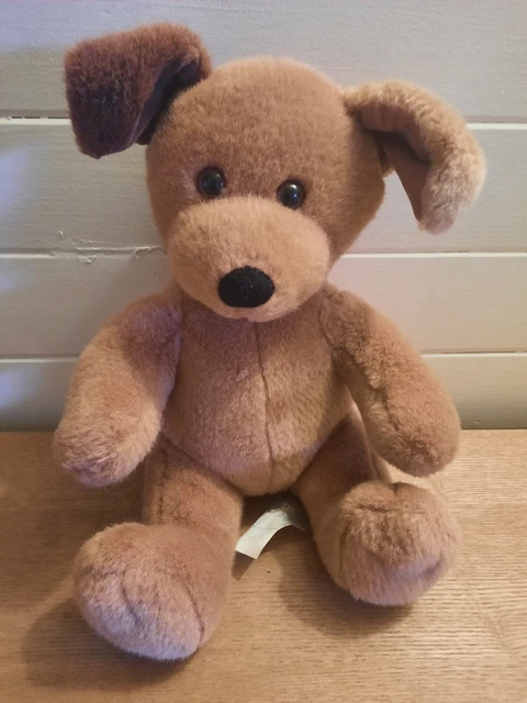 Vtg Build A Bear Brown Sugar Tan Puppy Dog Plush Brown Ear Barking Noises Works