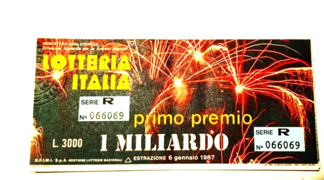 Biglietto   Lotteria    Italia    Capodanno   Fantastico  Anno 1987