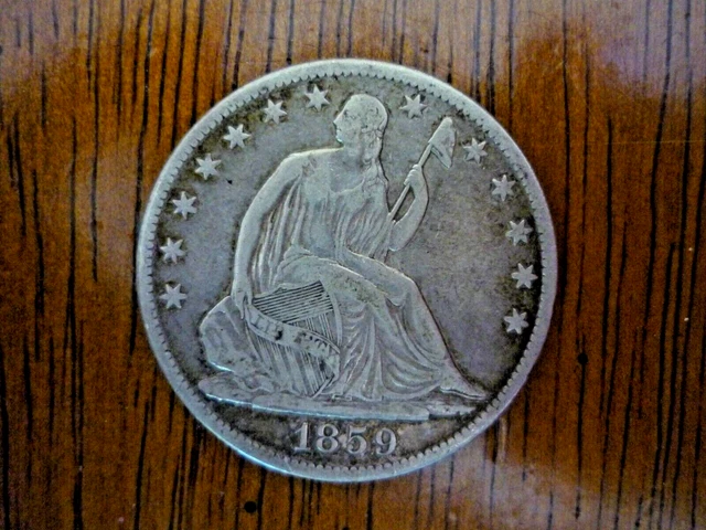 1859-O US Seated Liberty Half Dollar 50c, Nice Look. Free Shipping