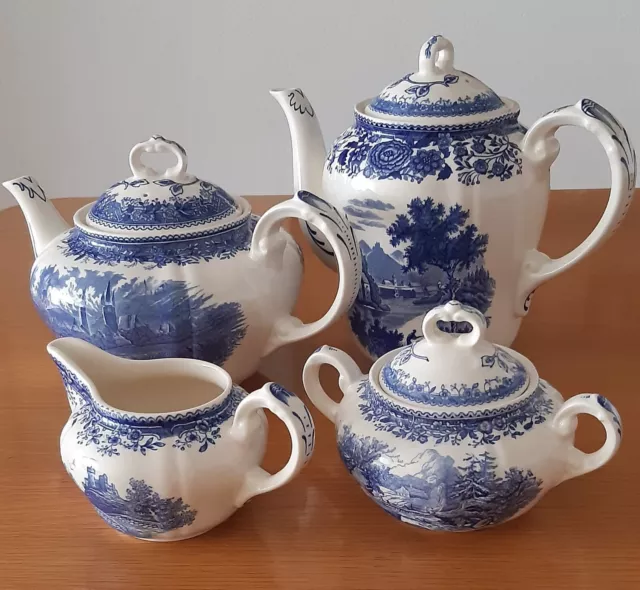 VILLEROY & BOCH - Burgenland Blau Kaffeekanne Teekanne Milchkännchen Zuckerdose