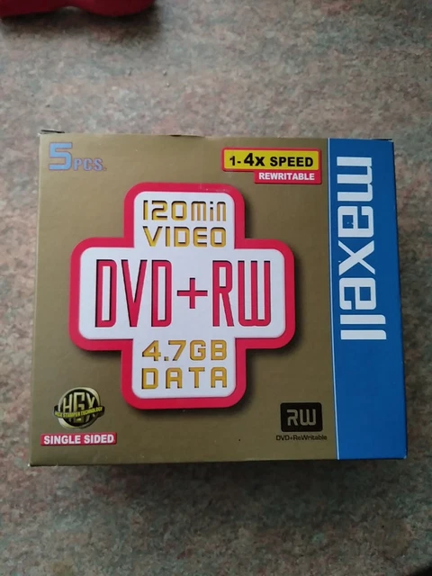 5xMaxell DVD+RW 120 Min Video Rewritable Single Sided DVD 4.7GB New