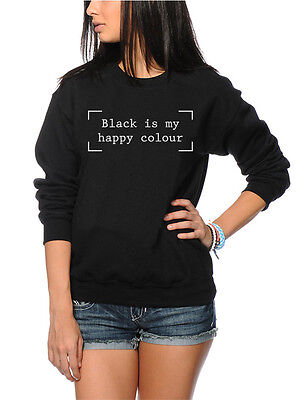 Black is my Happy Colour - Black Goth Hipster Moody Kids Sweatshirt