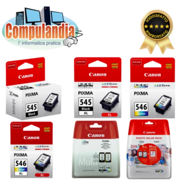Canon PG-545, PG-545XL, CL-546XL, KIT Nero + Colori - Cartucce ORIGINALI