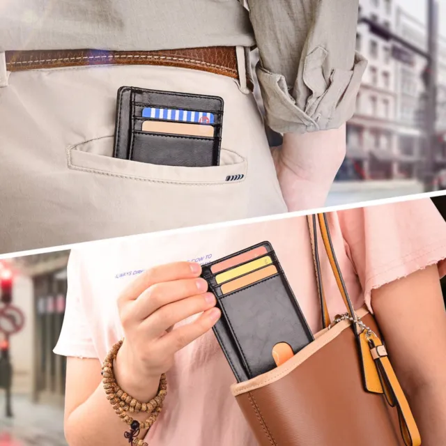 Mens Leather Slim Wallet Credit Card Holder RFID Blocking Pocket ID Money PU US 8
