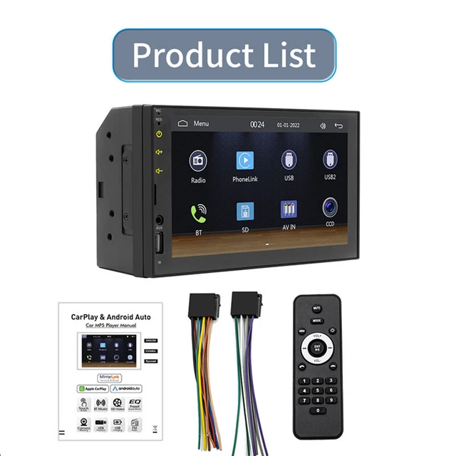 7"2Din Car Carplay MP5 In-dash FM Radio Stereo Bluetooth Reversing Video AUX USB