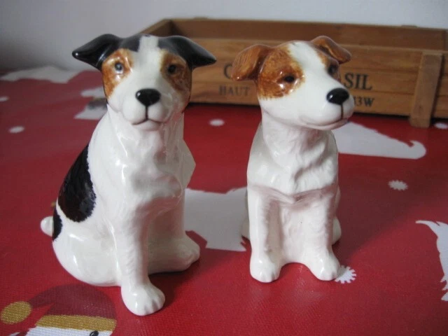 Jack Russell dogs ceramic Salt and Pepper set