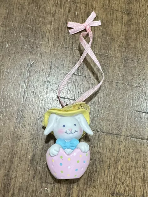 Vintage Avon Springtime Cuties Bunny in Cracked Egg Resin Easter 2” Ornament VGC