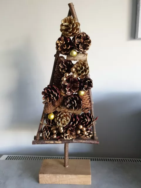 56 cm bois véritable bois rustique décoration arbre de Noël arbre de Noël avec cônes