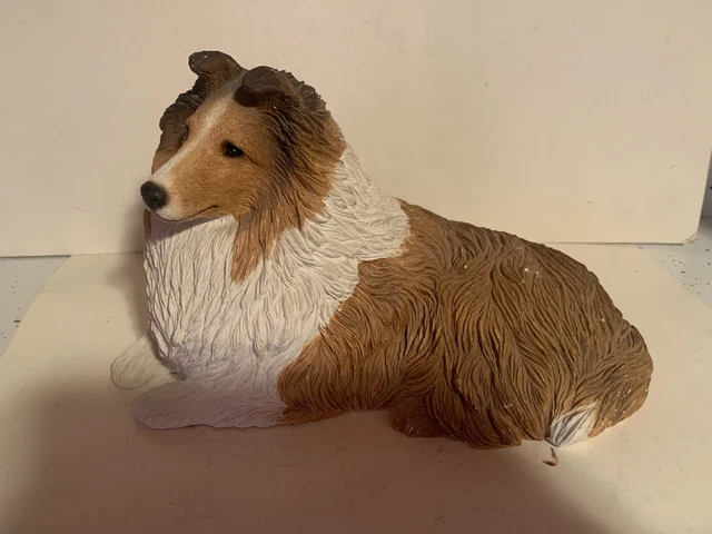 Vintage 1987 SHELTIE TRI COLOR SANDI CAST DOG FIGURINE SIGNED SANDRA BRUE  NICE!