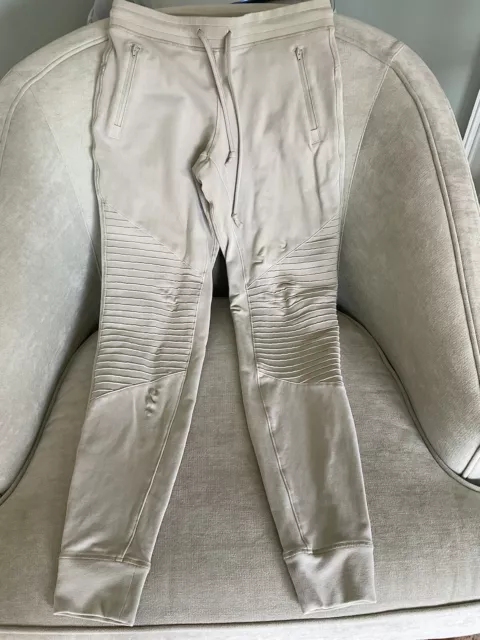 ALO YOGA Tan Ribbed, Drawstring  High Waist Leggings / Pants; Size Small