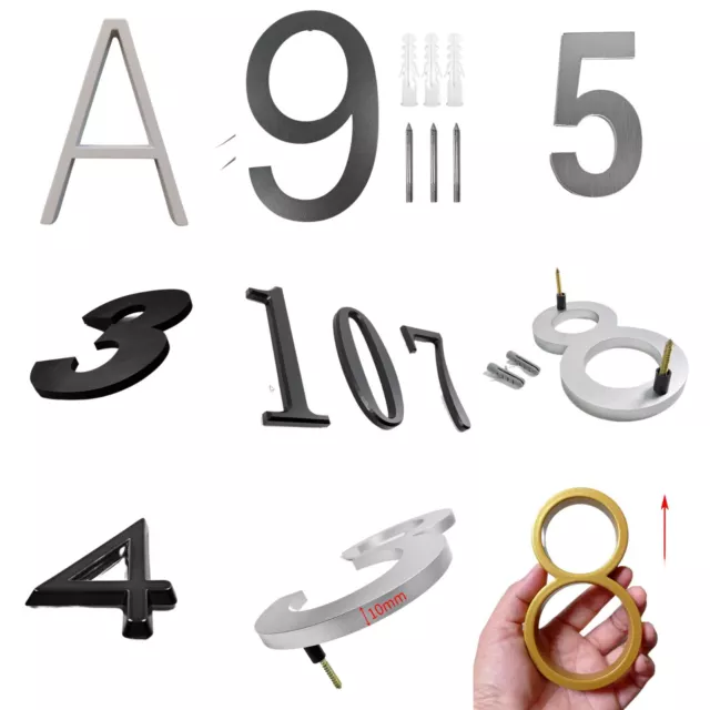 Premium Modern Door Numbers XL Large - White Black Gold 50mm - 200mm Raised