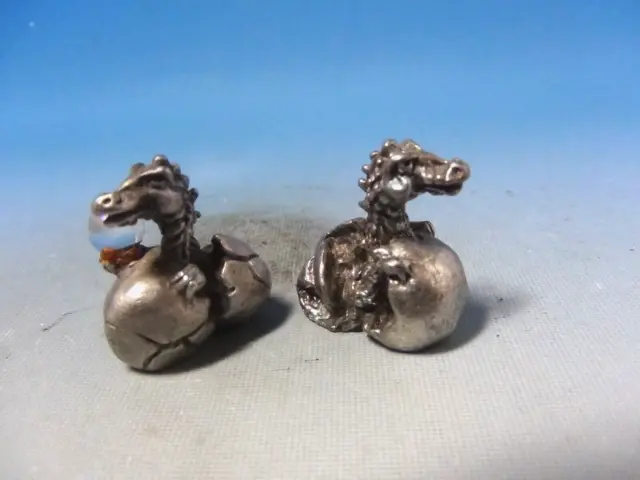 Pewter Dragon Hatchlings 2 Baby Figure Figurine Spoontiques Myth Fantasy