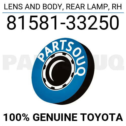 8158133250 Genuine Toyota LENS AND BODY, REAR LAMP, RH 81581-33250