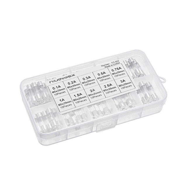 10 Type Coup Lent Verre Cartouche Tube Temps Retard Fusible Kits 250V 1 Set