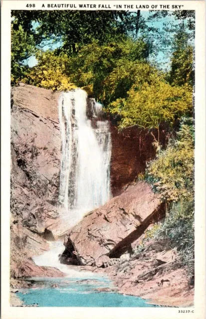 Water Fall Land Sky WB Postcard VTG UNP Curteich Vintage Unused Asheville NC