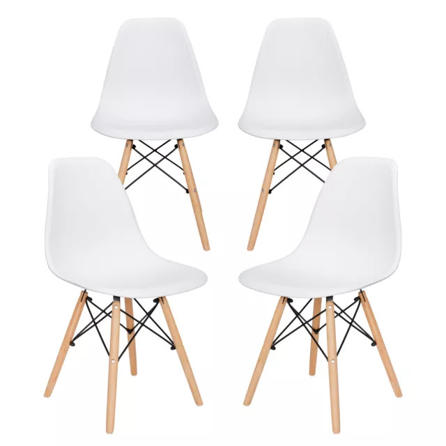 Modern Dining Chairs Set of 4 Plastic DSW Shell Lounge Chair with Solid Wood Leg