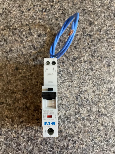 Eaton EAD06BH30C 6A Polo Singolo 1 Modulo B Curva 6kA 30mA Tipo AC RCBO