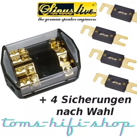 SinusLive SB1-4 Sicherunsgverteiler Verteilerblock Stromkabel + 4x ANL-Sicherung