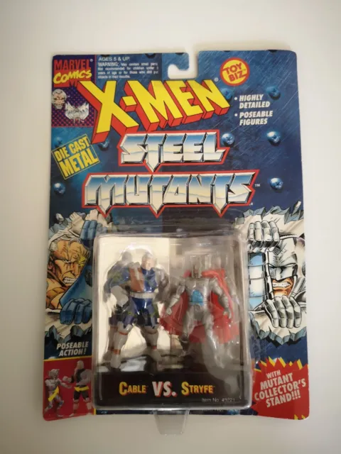 Toy Biz Marvel X-MEN STEEL MUTANTS Die-cast metal figures CABLE VS STRYFE 1994